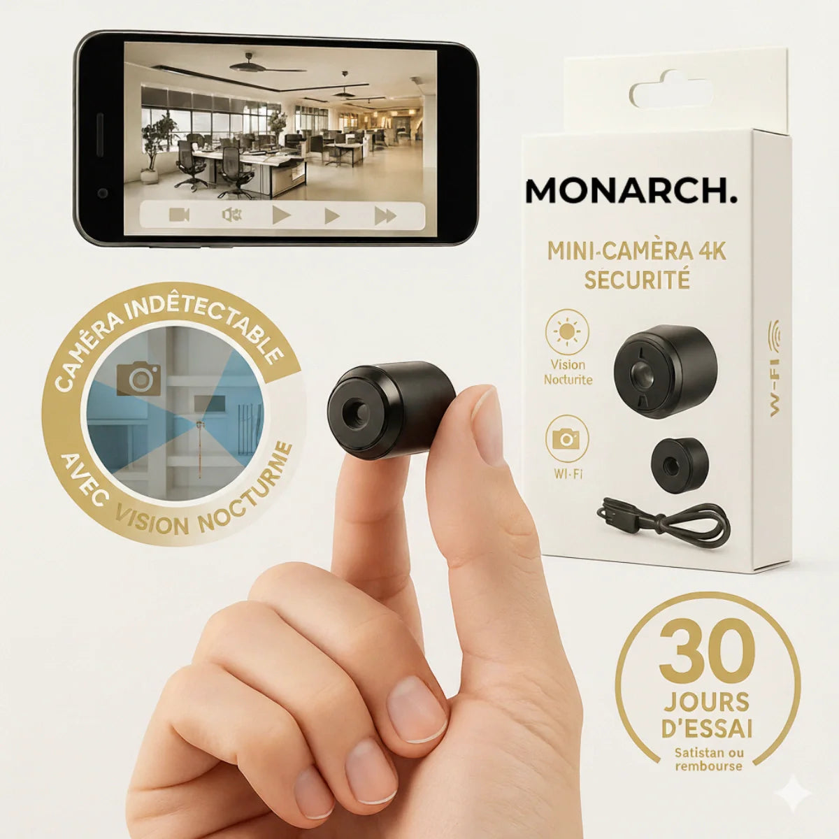 SpyCam™ 4K – Mini Caméra Espion Indétectable avec Vision Nocturne et Wi-Fi | Payez 1, Recevez 2