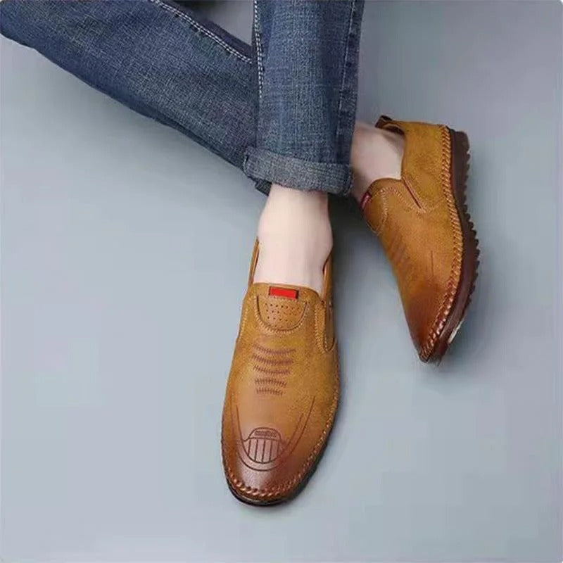 Mocassins à enfiler en cuir pour hommes - [ACHETEZ-EN 1, RECEVEZ 2 GRATUITS]